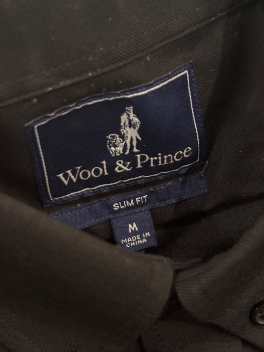 Wool & Prince 170 Button-Down Shirt Black Twill 100% Wool Mens M - Picture 5 of 8